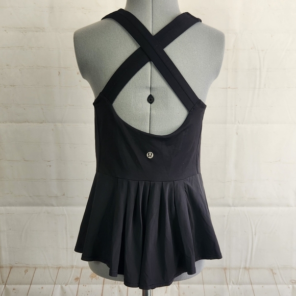 Lululemon Girly Active Peplum Crisscross Back Medium Support Tank Top Black 6 - Picture 3 of 15